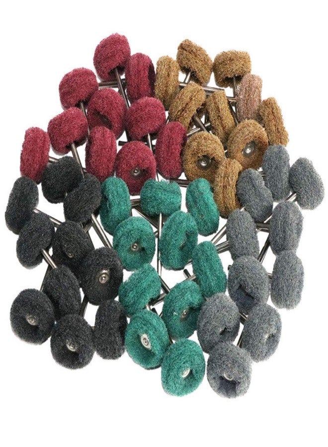 KWICK CUT + Kwick Cut+ 50Pcs Non-Woven Abrasive Polishing Wheels (10pcs Each Grit 120/180/320/400/600) | 1/8 inch (3mm) Shank Rotary Tool Buffing Wheels for Metal, Wood, Stainless Steel, Jewelry, Rust Removal - Image 1